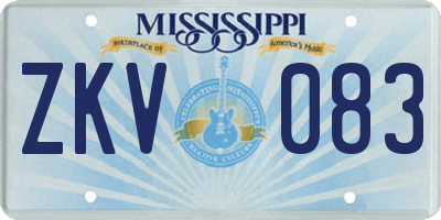 MS license plate ZKV083