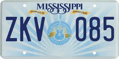 MS license plate ZKV085