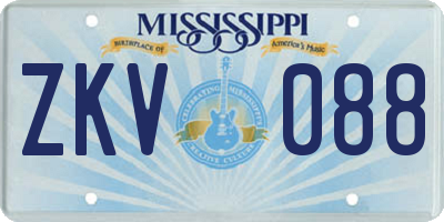 MS license plate ZKV088