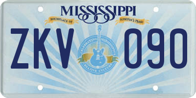 MS license plate ZKV090