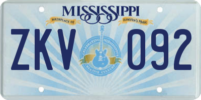 MS license plate ZKV092