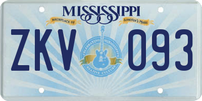 MS license plate ZKV093