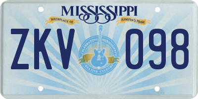 MS license plate ZKV098