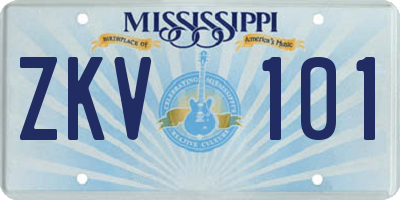 MS license plate ZKV101