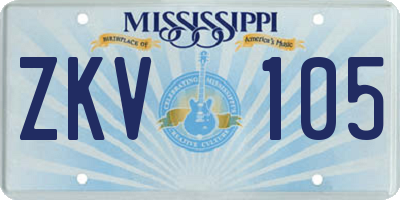 MS license plate ZKV105