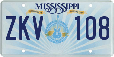 MS license plate ZKV108