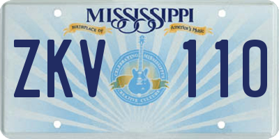 MS license plate ZKV110