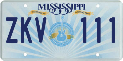 MS license plate ZKV111
