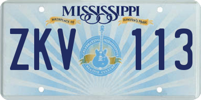 MS license plate ZKV113