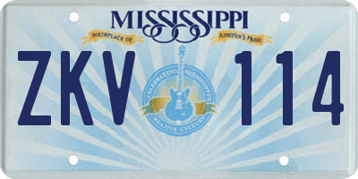 MS license plate ZKV114