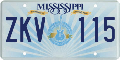 MS license plate ZKV115
