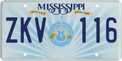 MS license plate ZKV116