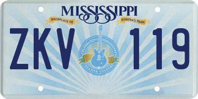 MS license plate ZKV119