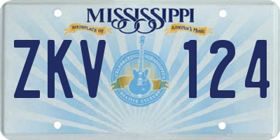 MS license plate ZKV124