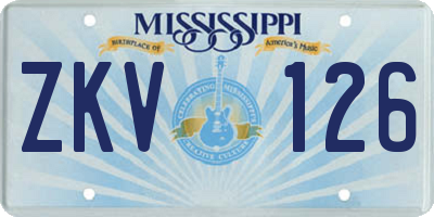 MS license plate ZKV126