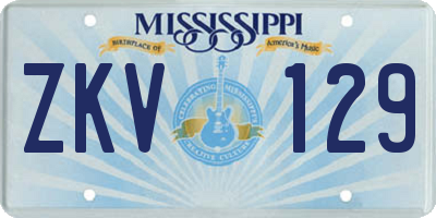 MS license plate ZKV129