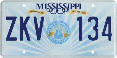MS license plate ZKV134