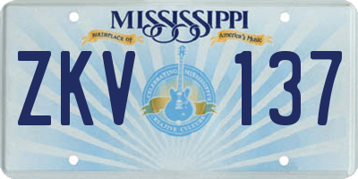 MS license plate ZKV137