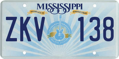MS license plate ZKV138