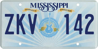 MS license plate ZKV142