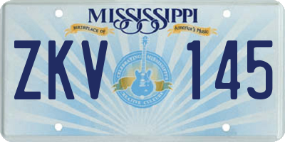 MS license plate ZKV145