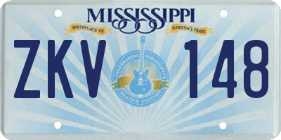 MS license plate ZKV148