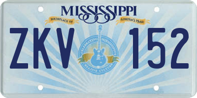 MS license plate ZKV152