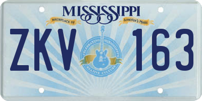 MS license plate ZKV163