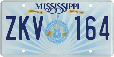 MS license plate ZKV164