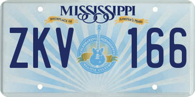MS license plate ZKV166