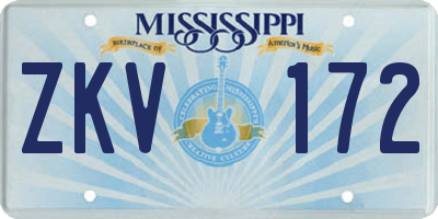 MS license plate ZKV172