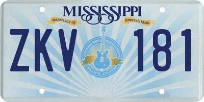 MS license plate ZKV181