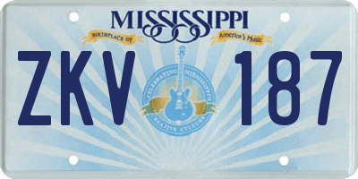 MS license plate ZKV187