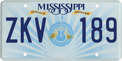 MS license plate ZKV189