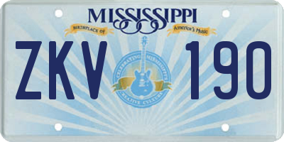 MS license plate ZKV190