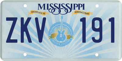 MS license plate ZKV191
