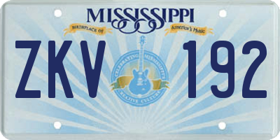 MS license plate ZKV192