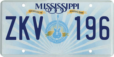 MS license plate ZKV196