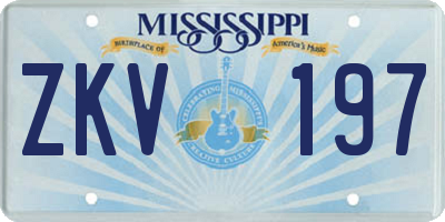 MS license plate ZKV197