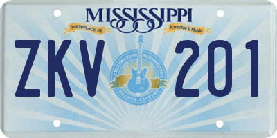 MS license plate ZKV201