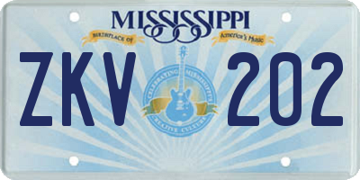 MS license plate ZKV202