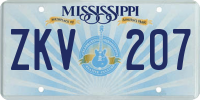 MS license plate ZKV207