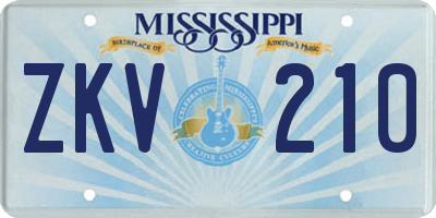 MS license plate ZKV210