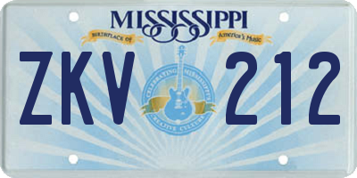 MS license plate ZKV212