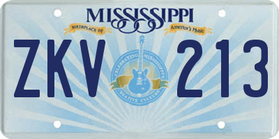 MS license plate ZKV213