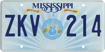MS license plate ZKV214
