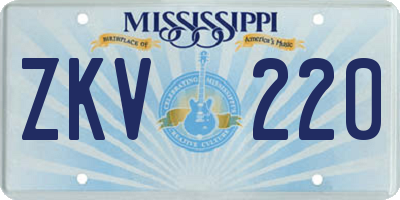 MS license plate ZKV220