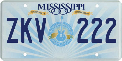 MS license plate ZKV222