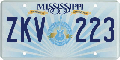 MS license plate ZKV223