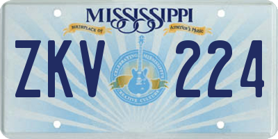 MS license plate ZKV224